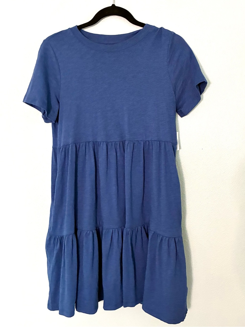 NWT Old Navy Blue Tiered Mini Dress Women’s XS Puff Sleeve Babydoll